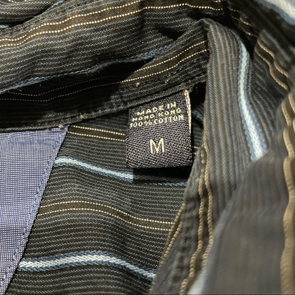 Nautica 80’s Two-Ply Cotton Button Down Shirt Men Size M Long Sleeve Striped - Picture 4 of 8